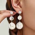 Retro Coin Gradient Size Earrings Stainless Steel Plated 18K Gold Light Luxury Female Earrings