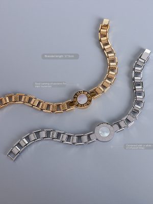 Roman Numerals Watch Holder Shell Bracelet Female Stainless Steel Gold Plated Personality Ornament