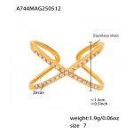 color: A744-Gold 5A Zircon Ring / size: US 7