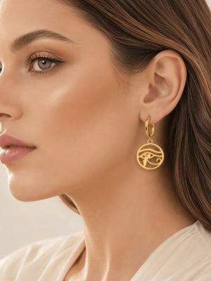 Gold Egyptian Pharaoh Series Stainless Steel Earrings, Vintage-Style Ethnic Ear Accessories for Women