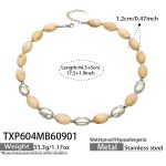 color: TXP604-Bone Color Resin Steel Color Necklace -44.5+5cm