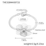 color: TXE328-Steel Color Flower Zircon Bracelet 15+5cm