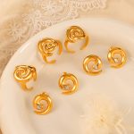Personality Spiral Twist Design Ornament Simple Rhinestone Light Luxury Stainless Steel Jewelry Set