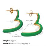 color: EH808GNG Green Enamel Gold Earrings