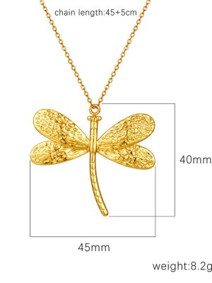 Dragonfly Shape Pendant Stainless Steel Necklace Women's Versatile 18K Clavicle Chain