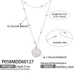 color: P058-Steel Color Double Layer Necklace 39+5cm