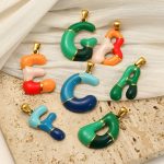 18K Gold Plated Stainless Steel Jewelry Dripping Oil 26 Letter Pendant DIY All-Match Jewelry Bracelet Necklace