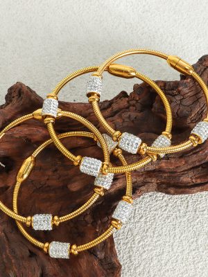 New Light Luxury Advanced Natural Personality Stainless Steel Electroplated 18K Gold Zircon Non-Fading Bracelet for Women