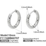 color: F1116-Spiral Texture Steel Color Earrings -Inner Diameter 10mm