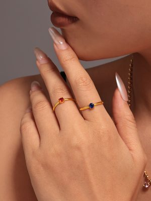 INS Single Claw Zircon Ring PVD Electroplated Stainless Steel Adjustable Opening Light Luxury Index Finger Ring