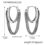 color: F474-Steel Color Multi Layer Chain Earrings