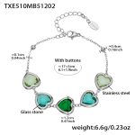color: TXE510-Mixed Green Faceted Stone Steel Color Bracelet 16.5+5cm
