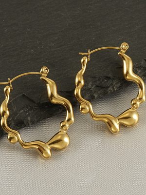 Design Women's Irregular Stainless Steel Earrings Simple Gold Decoration