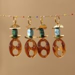 Maillard Oval Resin Pig Nose Stud Earrings High-Grade Earrings Caramel Long Earrings