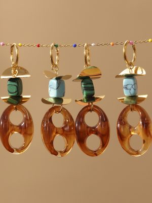 Maillard Oval Resin Pig Nose Stud Earrings High-Grade Earrings Caramel Long Earrings