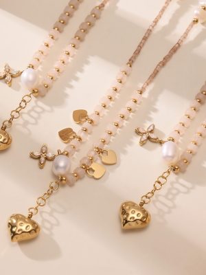 Tassel Love Natural Stone Freshwater Pearl Clavicle Necklace Light Luxury Stainless Steel All-Match Girl Accessories