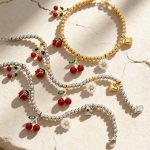 Stainless Steel Cherry Daisy Multi-Pendant Ball Bead Chain Bracelet All-Match Personality Affordable Luxury Bracelet