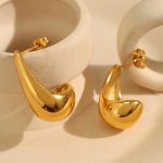 INSC Hoop Earrings Simple Versatile 18K Stainless Steel Smooth Short Stout Hollow Female Accessories