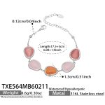 color: TXE564-Steel Color Mixed Pink Cat's Eye Stone Bracelet
