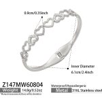 color: Z147-Cutout Heart Zircon Steel Color Bangle
