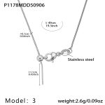 color: P1178-3 Steel Color Round Snake Chain Necklace 49cm