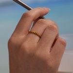 Simple Bracelet Three-Dimensional Gear Ring Water Ripple Ring Stainless Steel Non-Fading Twin Ring