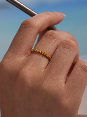 Simple Bracelet Three-Dimensional Gear Ring Water Ripple Ring Stainless Steel Non-Fading Twin Ring