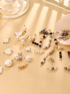 Vintage Star Moon Shape Imitation Pearl Pendant DIY Necklace Bracelet Shaped Ornament Accessories