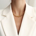 color: P1006-Heavy Craft Twist Necklace Gold