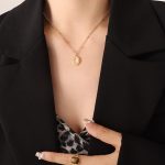 color: P254-Gold Cat's Eye Stone Necklace -39+5cm