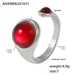 color: A049-Steel Color Garnet Open Ring / size: US 7