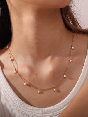 French Entry Lux Marka Freshwater Pearl Necklace Simple Sweet Clavicle Women