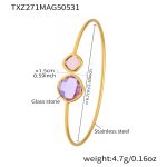 color: TXZ271-Gold Imported Czech Purple Glass Bangle