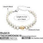 color: TXE593-A Style Shell Pearl Steel Color Bracelet -16+5cm