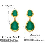 color: TXF553-Peacock Green Glass Stone Earrings