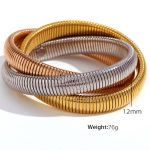 color: SZ04 Three Layer Gold-Steel Rose Red Bangle