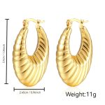 color: Stripes Oval Hollow Earrings Gold MS-010