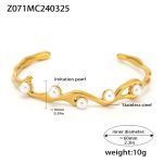 color: Z071-Gold Swarovski-style Shell Pearl Bangle