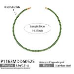 color: P1163-Green Zircon Necklace -37cm