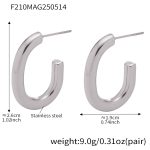color: F210-Steel Color Geometric U Shape Earrings