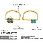 color: A713-Large Deep Blue Zircon + Small Light Blue Zircon Gold Ring