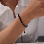 color: E489-Fine Style Black Bracelet -15+5cm