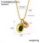 color: P1449-Gold Green White Zircon Necklace
