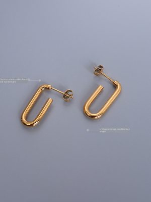 Marka French Style Grid Ornament Eringu Type Geometric Earrings Stud Earrings Stainless Steel 18K Gold Earrings F456
