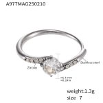 color: A977-Steel Color White Zircon Ring / size: US 7
