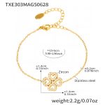 color: TXE303-5A Zircon Four-petal Flower Bracelet 15+5cm