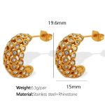 color: EH406 Rhinestone Gold Earrings