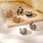 INS Popular round Beads Connecting Stainless Steel Earrings 18K Exaggerated Personalized Tassel Premium Earrings