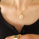 color: P1320-Gold Virgo Necklace -40+5cm