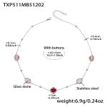 color: TXP511-Mixed Red Glass Stone Steel Color Necklace 40+5cm